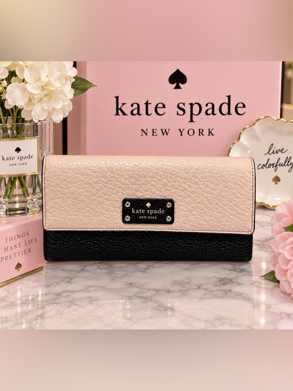 Kate Spade Bay Street Sandra Colorblock Leather Wallet Clutch – EUC